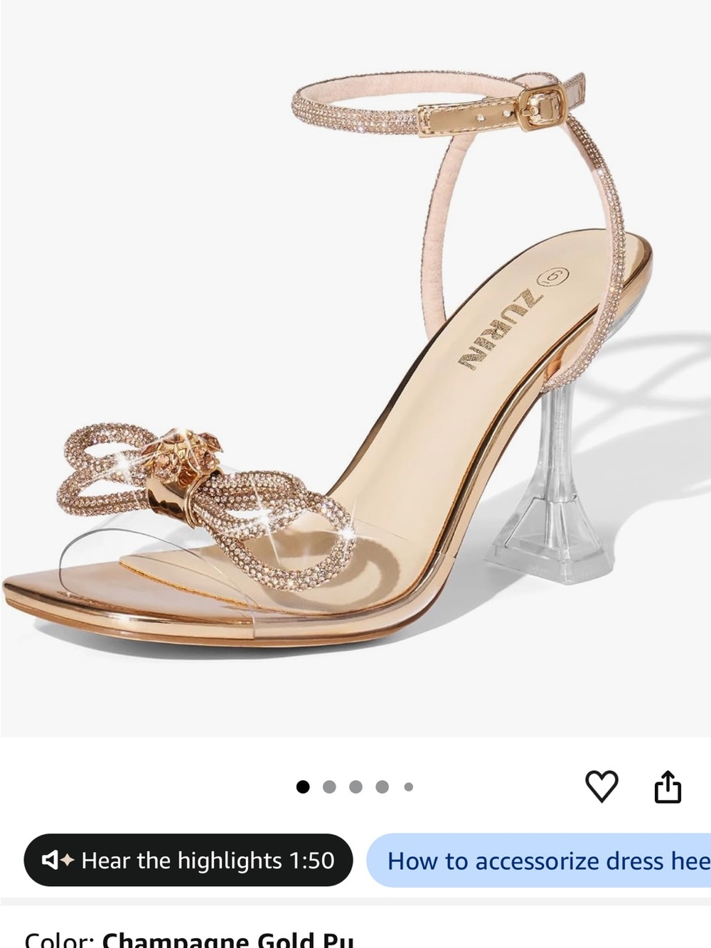 Zurrin Champagne Gold Bow Ankle-Strap Heels
